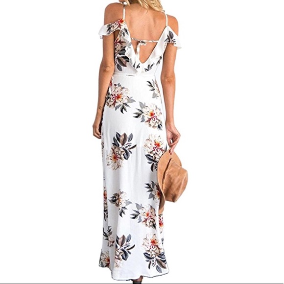 Cold Off Shoulder Bohemian Floral Maxi Dress - Picture 3 of 5